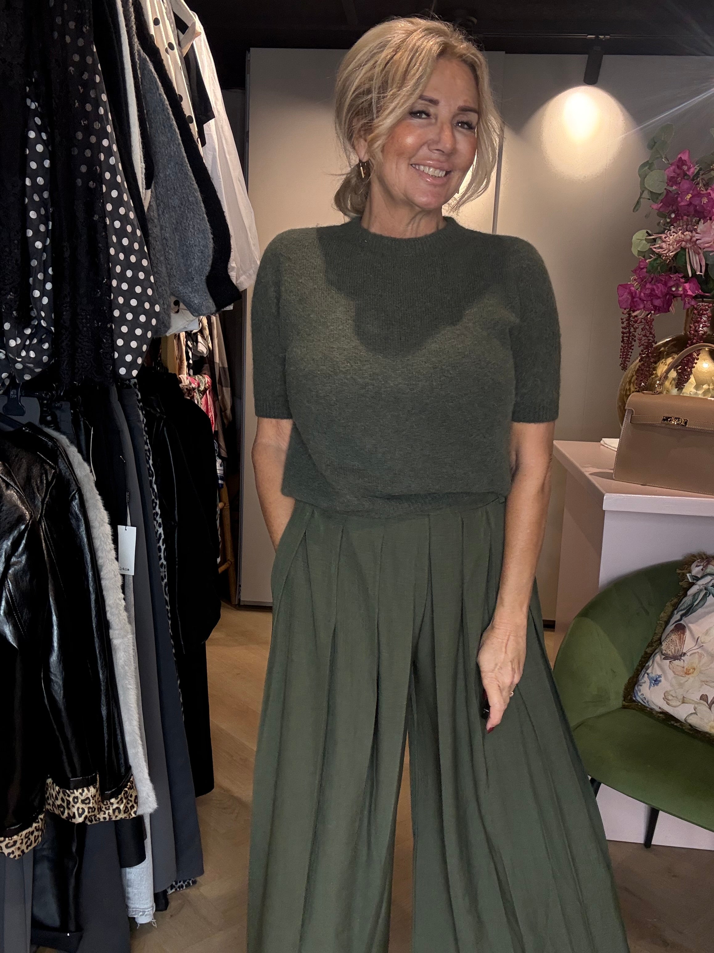 Broek Plooi wijde Pijp